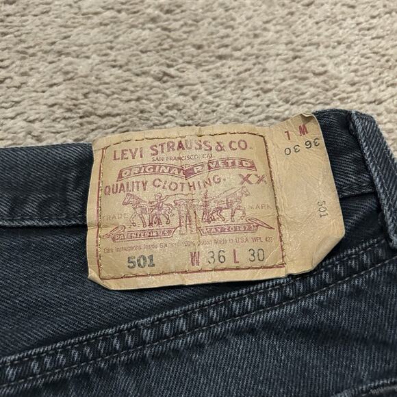 Vtg 1999 Levi’s 501 XX Fly Button Made in USA Denim Black 36 X 30 (Measures 34”) - Picture 10 of 12